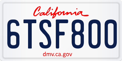 CA license plate 6TSF800
