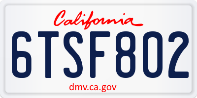 CA license plate 6TSF802