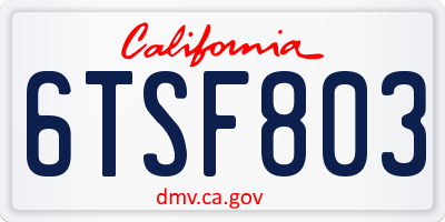 CA license plate 6TSF803