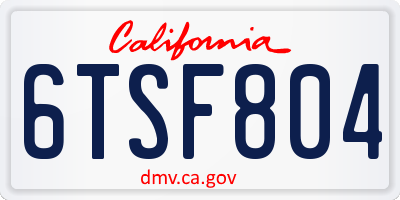 CA license plate 6TSF804