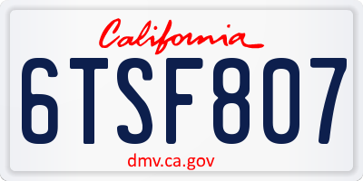 CA license plate 6TSF807