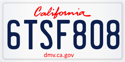 CA license plate 6TSF808