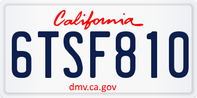 CA license plate 6TSF810