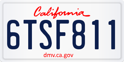 CA license plate 6TSF811