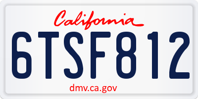 CA license plate 6TSF812