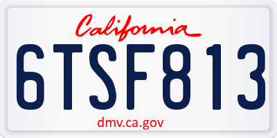 CA license plate 6TSF813