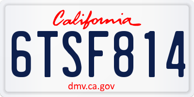 CA license plate 6TSF814