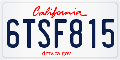 CA license plate 6TSF815
