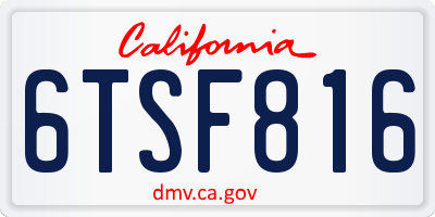 CA license plate 6TSF816