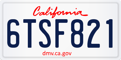 CA license plate 6TSF821