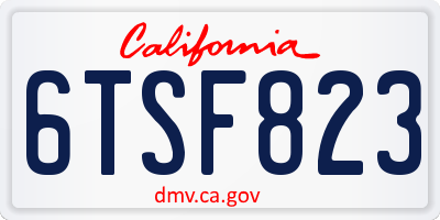 CA license plate 6TSF823
