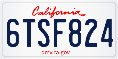 CA license plate 6TSF824