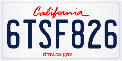 CA license plate 6TSF826