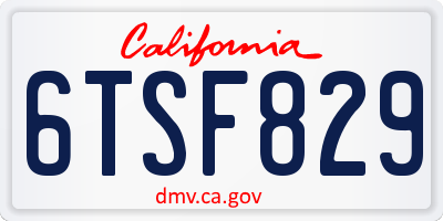 CA license plate 6TSF829