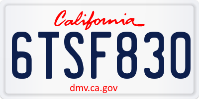 CA license plate 6TSF830