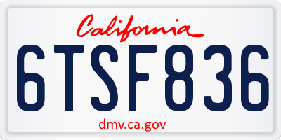 CA license plate 6TSF836