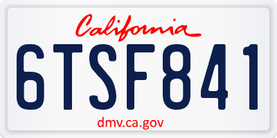 CA license plate 6TSF841