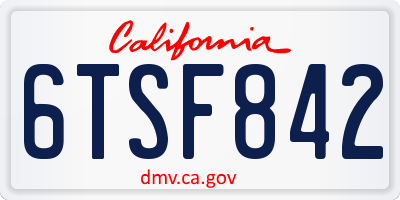CA license plate 6TSF842
