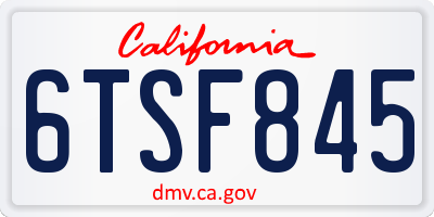 CA license plate 6TSF845