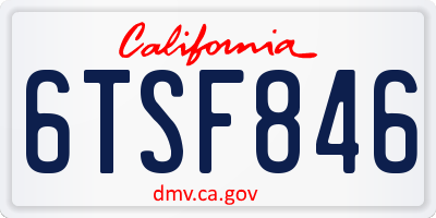 CA license plate 6TSF846