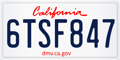 CA license plate 6TSF847