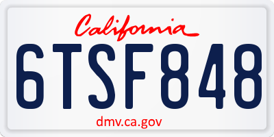 CA license plate 6TSF848