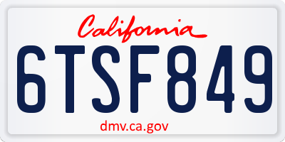 CA license plate 6TSF849
