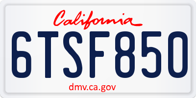 CA license plate 6TSF850