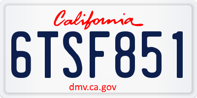 CA license plate 6TSF851