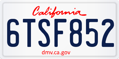 CA license plate 6TSF852