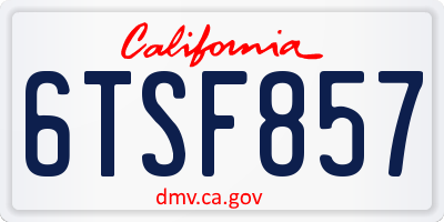 CA license plate 6TSF857