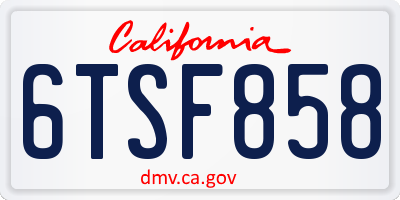 CA license plate 6TSF858
