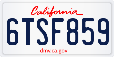 CA license plate 6TSF859