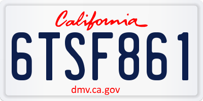 CA license plate 6TSF861