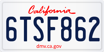 CA license plate 6TSF862