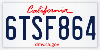 CA license plate 6TSF864
