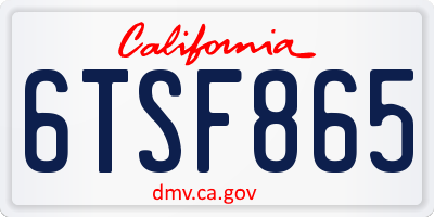 CA license plate 6TSF865