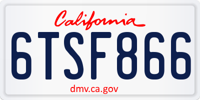 CA license plate 6TSF866