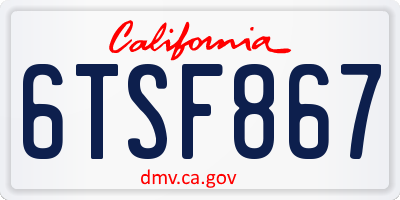 CA license plate 6TSF867