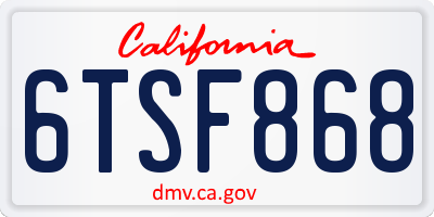 CA license plate 6TSF868