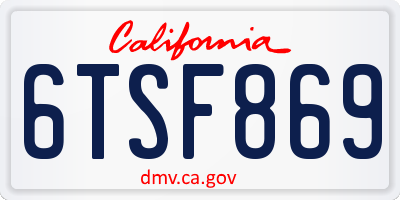 CA license plate 6TSF869