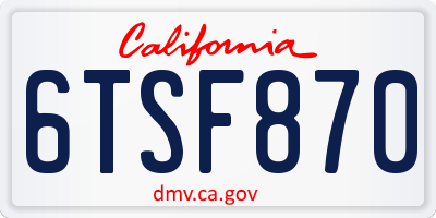 CA license plate 6TSF870