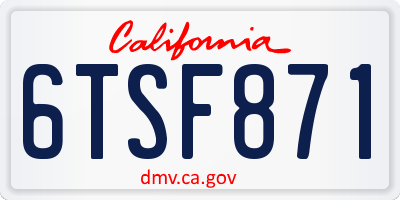 CA license plate 6TSF871