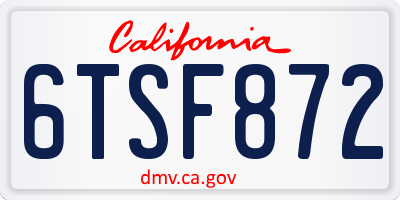 CA license plate 6TSF872