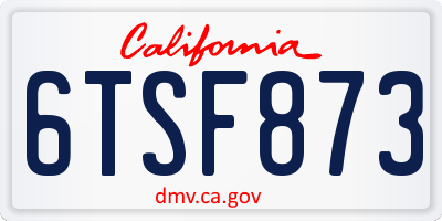 CA license plate 6TSF873