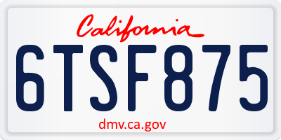 CA license plate 6TSF875