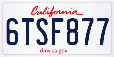 CA license plate 6TSF877