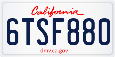 CA license plate 6TSF880