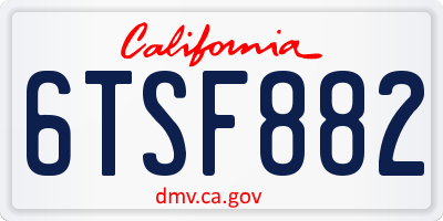 CA license plate 6TSF882