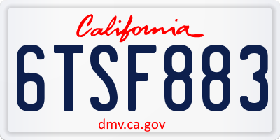 CA license plate 6TSF883